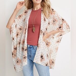 Maurices Floral Dot Textured Kimono, Like New